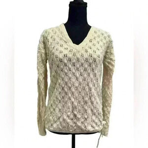 Vintage Beldoch Popper Cream Women’s Knit Sweater Size Small
